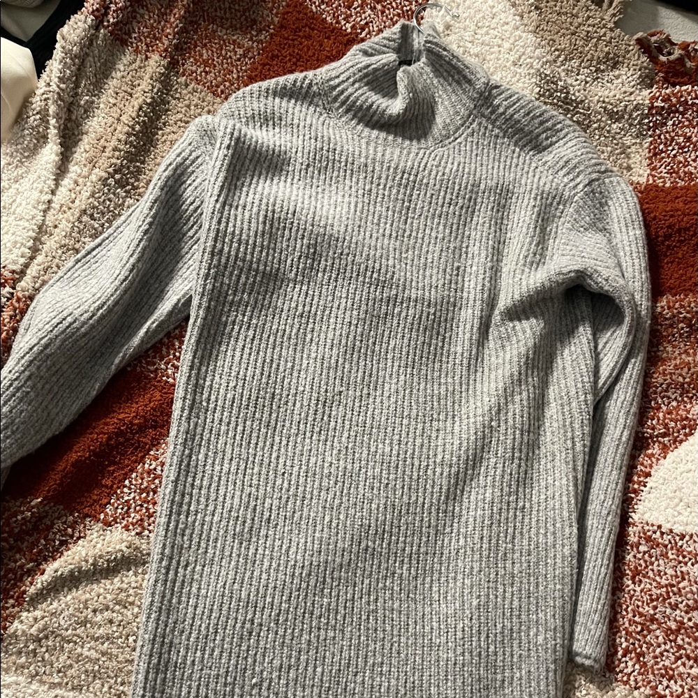 grey oversized long turtleneck sweater - xs